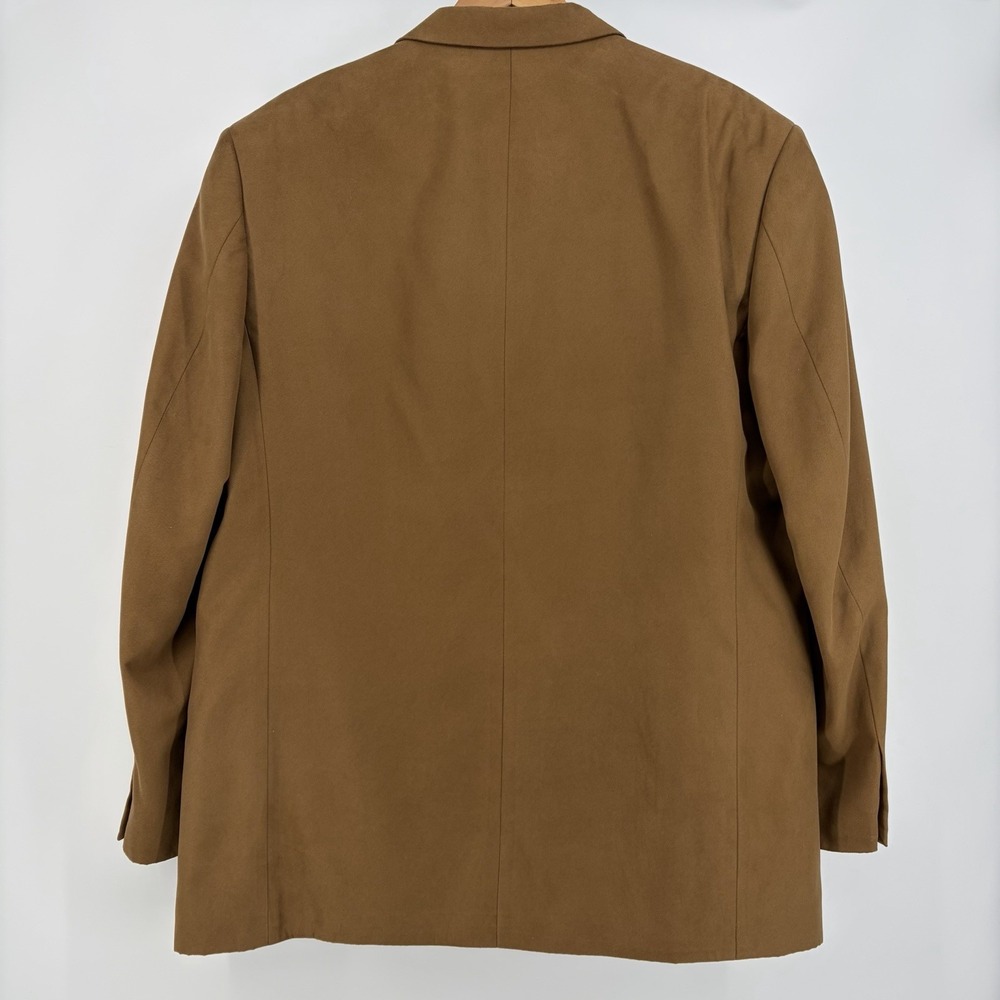 Alfani for Macy's Men's Sz 48L Jacket Sport Coat Micro Suede Camel Tan Plush - Picture 3 of 7